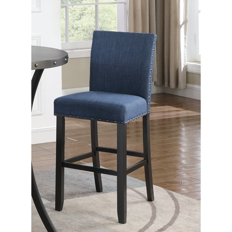 Winston Porter Carlianna Upholstered Counter Stool with Solid Wood
